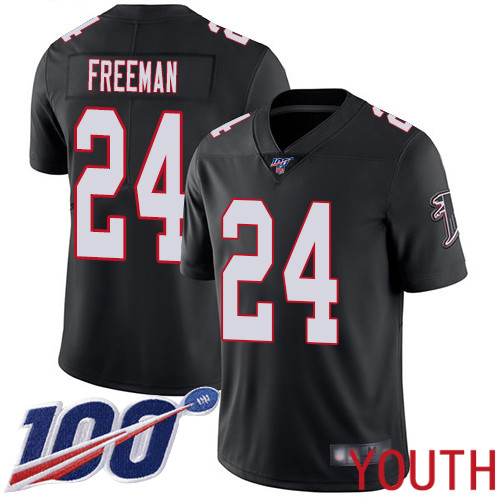 Atlanta Falcons Limited Black Youth Devonta Freeman Alternate Jersey NFL Football #24 100th Season Vapor Untouchable->youth nfl jersey->Youth Jersey